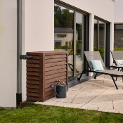 Kit GARANTIA Réservoir  mural  Woody 350L bois foncé avec robinet laiton et collecteur 