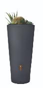 Récupérateur d'eau mural Vaso 2en1 220L gris graphite  kit avec robinet PE imitation laiton, bac à plantes intégré  et collecteur 