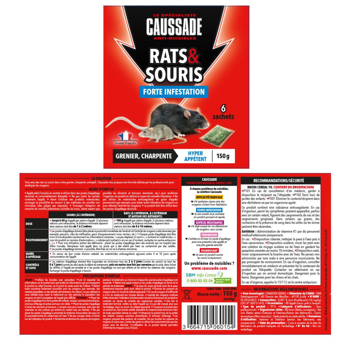 RATS SOURIS CEREALES - 6 X 25 G - ENTRETIEN