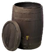 Récupérateur d'eau pluie Tonneau Vino 250L brun foncé kit avec robinet PE imitation laiton, couvercle et collecteur 