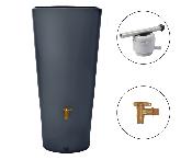 Récupérateur d'eau mural Vaso 2en1 220L gris graphite  kit avec robinet PE imitation laiton, bac à plantes intégré  et collecteur 