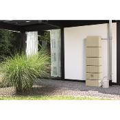 Récupérateur d'eau mural  Slim 330L sable kit avec robinet PE imitation laiton et collecteur 