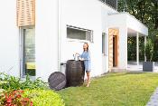 Récupérateur d'eau pluie Tonneau Vino 250L brun foncé kit avec robinet PE imitation laiton, couvercle et collecteur 