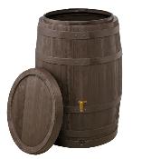 Récupérateur d'eau pluie Tonneau Vino 250L brun foncé kit avec robinet PE imitation laiton, couvercle et collecteur 