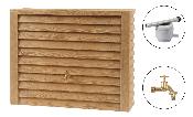 Récupérateur d'eau mural Woody 350L bois clair kit avec robinet laiton et collecteur