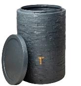 Récupérateur d'eau  Arondo 250L gris graphite kit avec robinet PE imitation laiton, couvercle et collecteur 