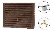Kit GARANTIA Réservoir  mural  Woody 350L bois foncé avec robinet laiton et collecteur 