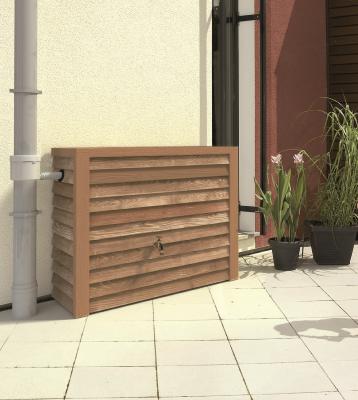 Récupérateur d'eau mural Woody 350L bois clair kit avec robinet laiton et collecteur