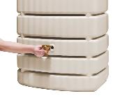 Récupérateur d'eau mural  Slim 500L sable kit avec robinet PE imitation laiton et collecteur 
