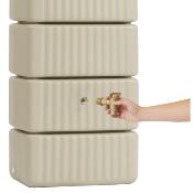Récupérateur d'eau mural  Slim 330L sable kit avec robinet PE imitation laiton et collecteur 